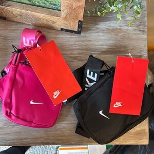 Nike Pink and Black Crossbody Bags with Lightweight Design and Iconic Logo